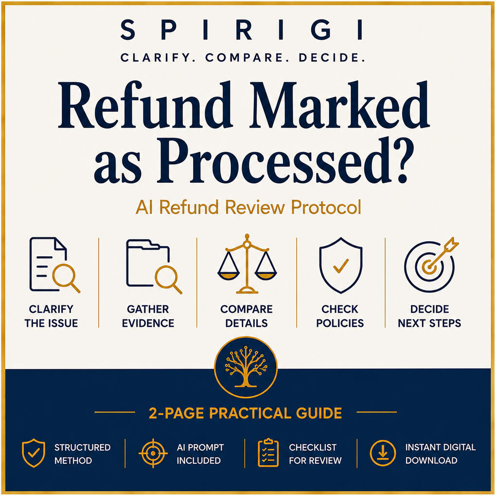 SPIRIGI practical AI-assisted guide for reviewing a refund marked as processed when the money has not been received.