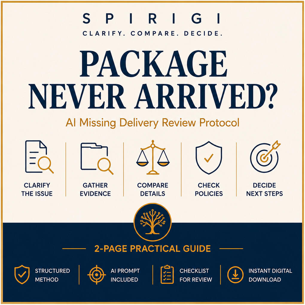 SPIRIGI practical AI-assisted guide for reviewing delivery evidence when a package is marked delivered but has not been received.