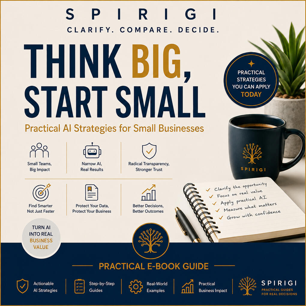 SPIRIGI e-book with practical AI strategies for small businesses.